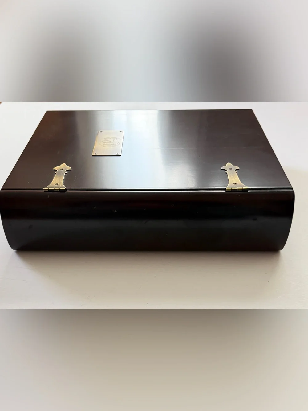 Bombay Hinged Bible Book Memory Wood Box Brass Hinges & Plate Keepsake Bookcase